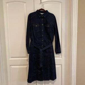 Boden Indigo Denim Long-Sleeve Button-Down Dress